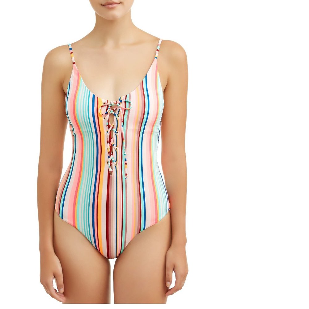 Swimsuit One Piece Pin Up Swimwear High Waisted SIZE XL